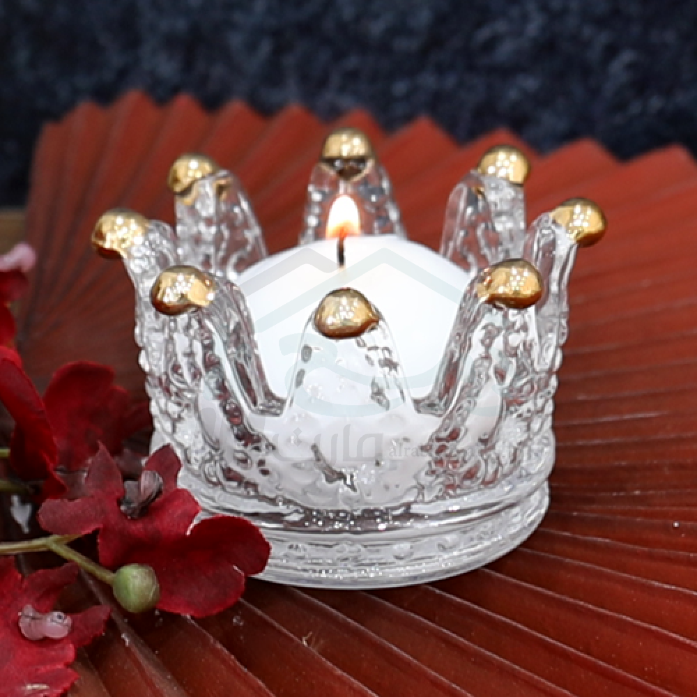 Small Glass Crown Candle Holder
