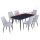 Black Marble Dining Table 6 Chairs No. M-015