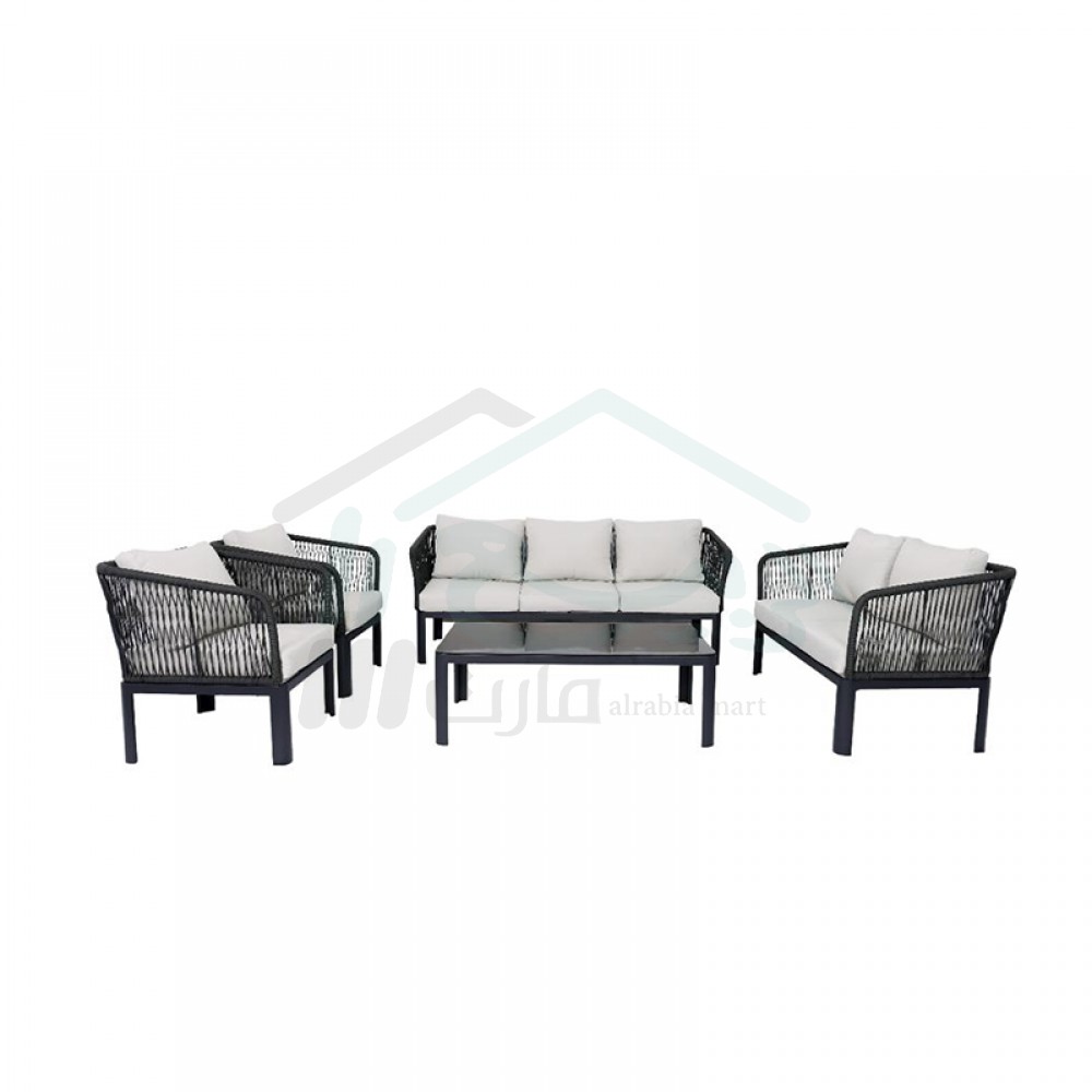 Aluminum outdoor seating set for 7 people, model: 211075GREEN