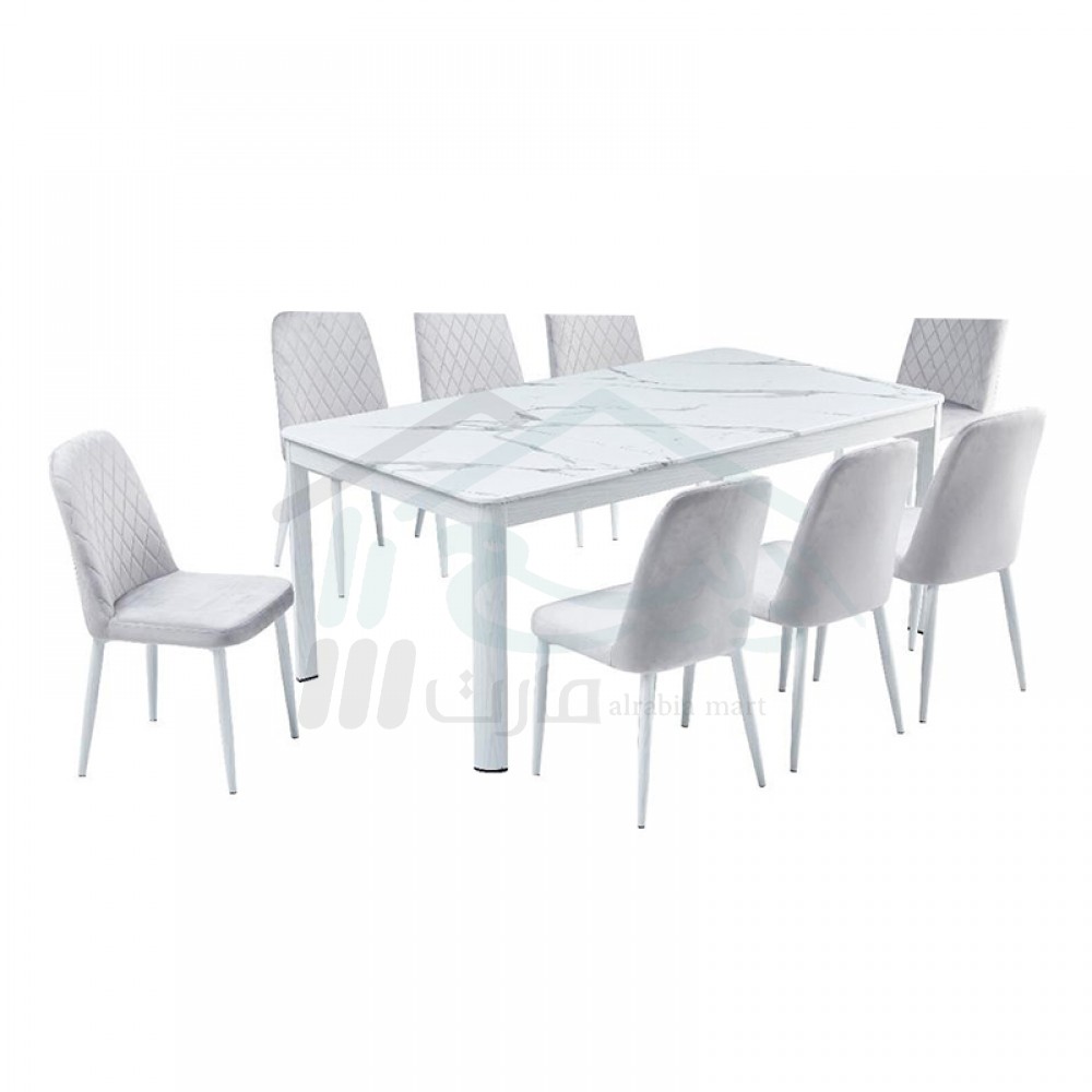  طاولة طعام رخام 1+8 موديل :M-010WHITE