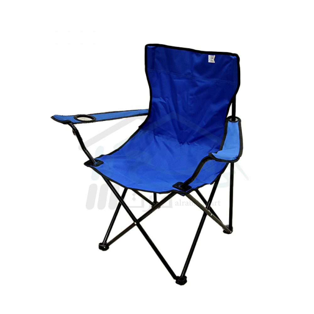  كرسي محمول قابل للطي من القماش مع حامل اكواب ازرق