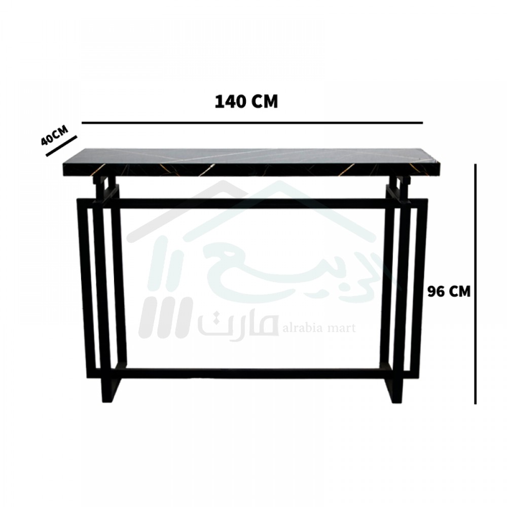  طاولة كونسول معدنية سوداء بسطح بديل رخام  :001528