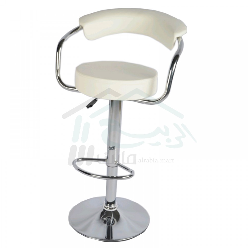 كرسي جلد أبيض بارتفاع قابل للتعديل ومسند قدم جلوفر 