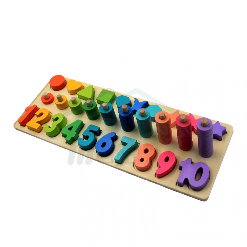 عداد خشبي تعليمي ارقام انجليزيةواشكال هندسية لتعليم الاطفال طريقةالحساب والتعرف على الاشكالTK09