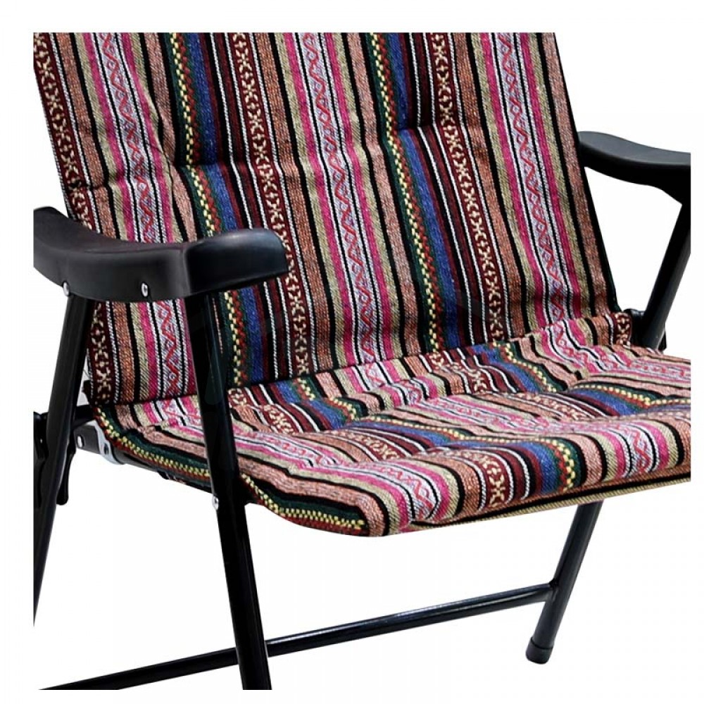 كرسي حديد مقعد قماش مخطط قابل للطي متعدد الألوان رقم 102002/1