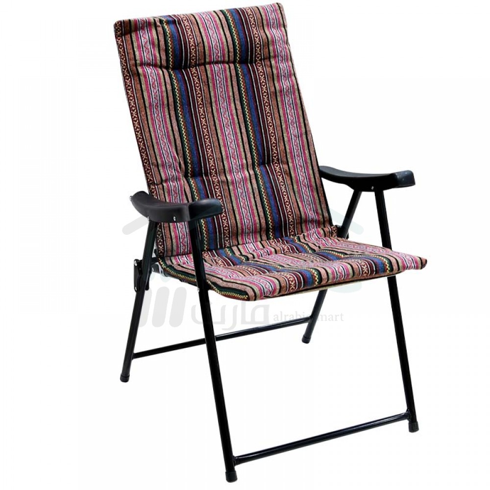 كرسي حديد مقعد قماش مخطط قابل للطي متعدد الألوان رقم 102002/1