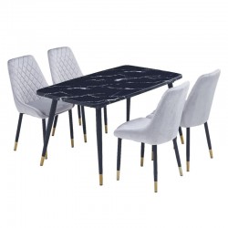 Black Marble Dining Table 4 Chair No. M-015
