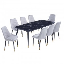 Black Marble Dining Table 8 Chairs No. M-015