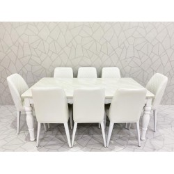 Dining table 8 chairs white