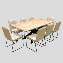 Dining table with 8 chairs, size 100 * 200 cm, No. SFD30035