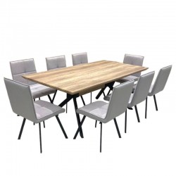 Dining table with 8 chairs, size 100 * 200 cm, No. SFD30034