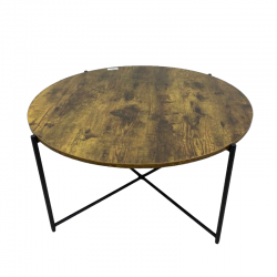 Honey wood sofa table, black iron frame, size 80 cm, No. SFC10414