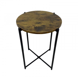 Honey wood service table, black iron structure, size 36 cm, No. SFC10415