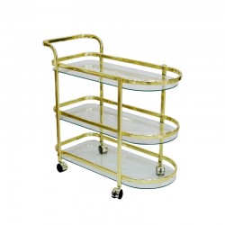 Serving cart, golden steel, 3 glass shelves, No. 83241S