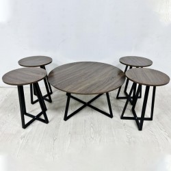 Wooden tables set with iron frame, 1+4, No. CO055-22
