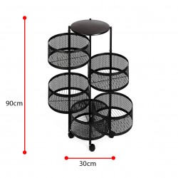 5-level rotating basket racks for multiple uses, black