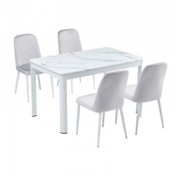  طاولة طعام رخام + 4 كراسي M-101WHITE