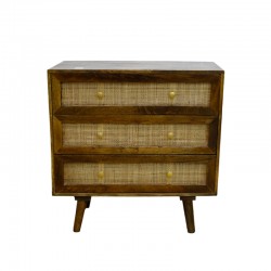  Rattan cabinet with 3 shelves and wood: RAN97