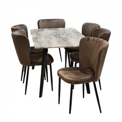  Dining table with 6 chairs, dark brown: MD51-14+MC51-49