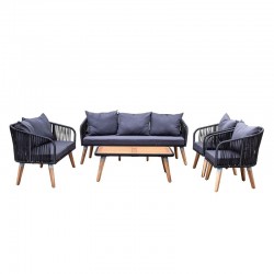  Outdoor lounge sofa set for 7 people with wooden coffee table: S27GREY