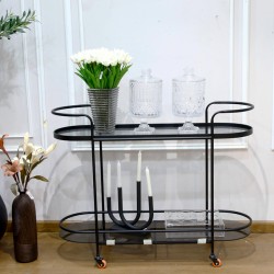  Two-tier serving carriage with oval glass surfaces: 001987
