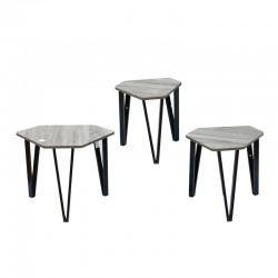 A set of tea tables made of lead wood and iron structure, 3 pieces, No.: 2234