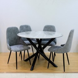  Khamis marble dining table + 4 chairs: 22C14