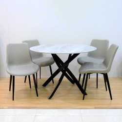  Marble circular dining table + 4 chairs: ALDT-30173