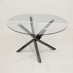  Round glass dining table + 6 chairs: C1922