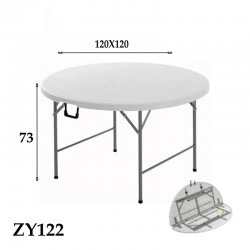 طاولة فايبر دائري قابلة للطي مقاس: 120سم أبيض رقم: ZY122