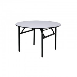 طاولة فايبر دائري قابلة للطي مقاس: 120سم أبيض بحواف أسود  رقم: B001