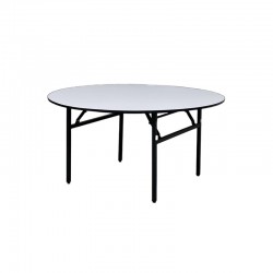 طاولة فايبر دائري قابلة للطي مقاس: 150سم أبيض بحواف أسود  رقم: B003