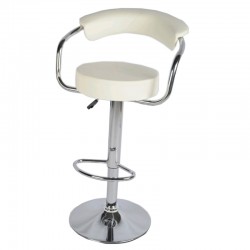 كرسي جلد أبيض بارتفاع قابل للتعديل ومسند قدم جلوفر 