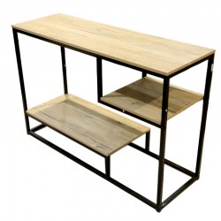   wood console Beige tableTwo shelves 