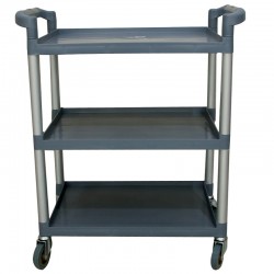   serving cart with three plastic shelves