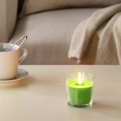  Scented candle in glass, apple and pear / green 7.5 cm SINNLIG