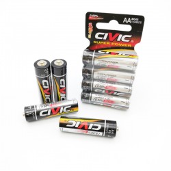  Civic batteries size AA, 4 pieces of 1.5 volt power