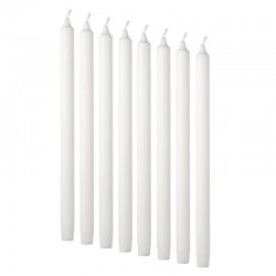  Unscented candles, 8 pieces, white, 35 cm
