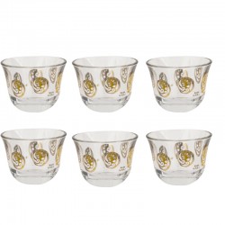  DM-42212 Gilded glass coffee cup set, 6 pieces