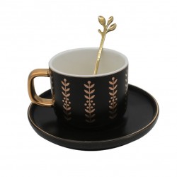 Black Gilt Ceramic Coffee Cup Set Model: 201309