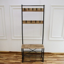  Clothes Rack with Shelves +9 Wooden Hanger m-65734