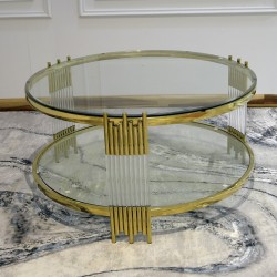  Gold Acrylic Steel Round Sofa Table Set 1+4 SFC40037