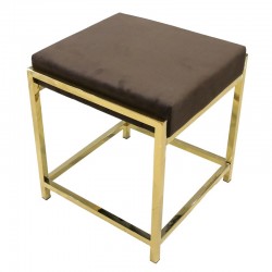   Steel small square sofa golden brown velvet seat SCS00G430