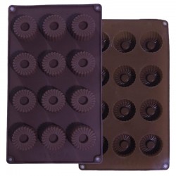 قالب سيليكون لصناعة الشوكولاته والحلويات 12فتحة شكل دائري مموج