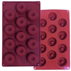   Silicone Mold for Chocolate and Confectionery Industry 12 Slots Grooved Donut Shape