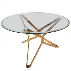  Circular steel sofa table with clear glass top 121G