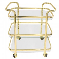 Presentation cart, golden steel, rectangular mirror, 3 role, model: 8014504G