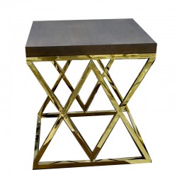 طاولة استيل ذهبي فردي خشب مربع رقم: G772