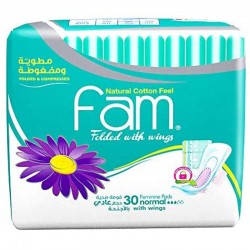 FAM Women Napkins, Folded & Compressed, Normal, With Wings, 30 Pads