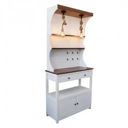 Wooden cupboard, 2 side slots, with 2 drawers, a hanger and light white color No.: 000351